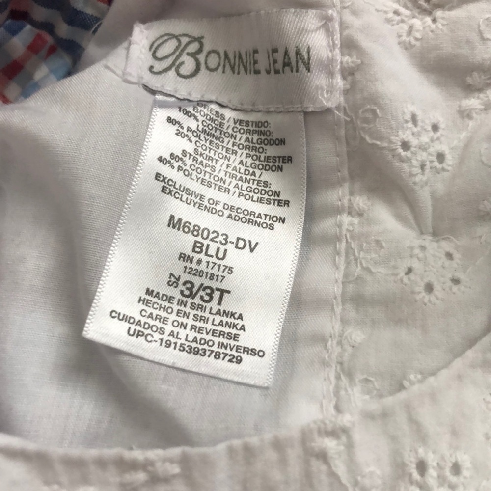 Bonnie Jean Red, White & Blue Dress w/Eyelet Top & Red Bow Size 3T - Picture 7 of 7